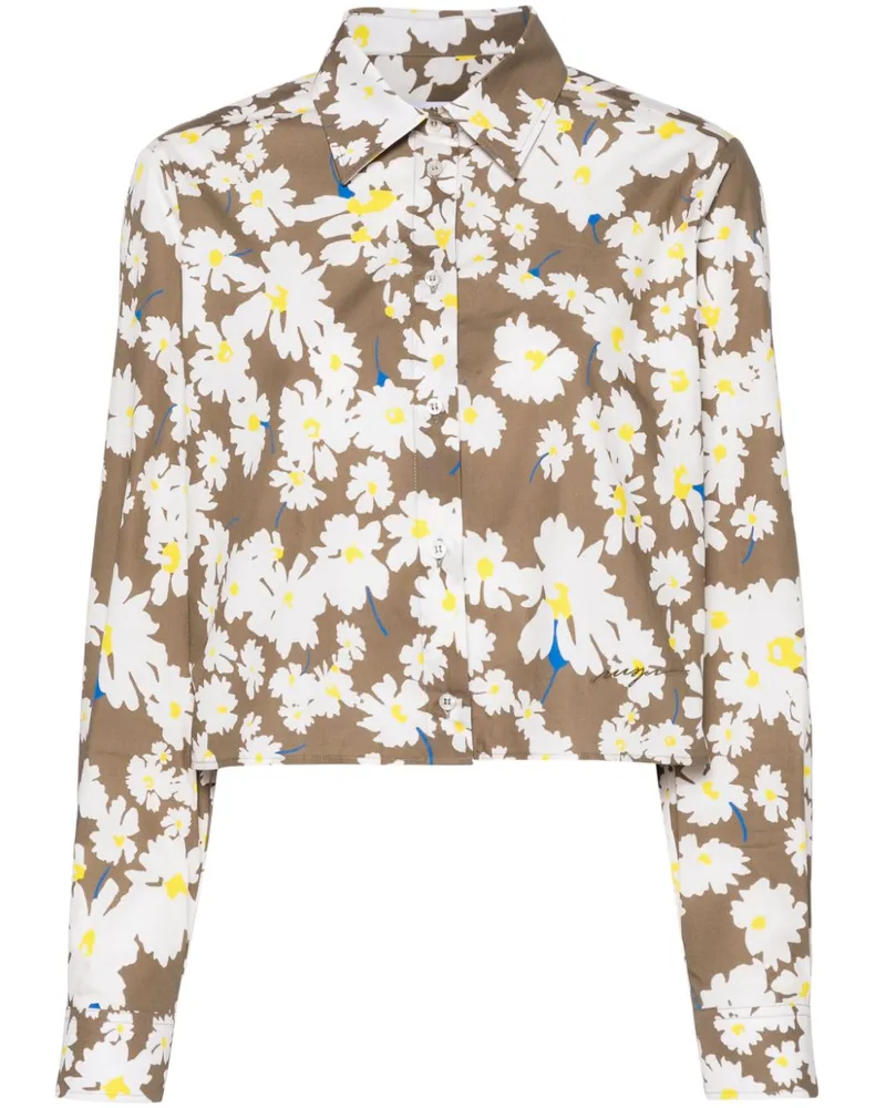 MSGM Hemd mit Blumen-Print - Grün Grün