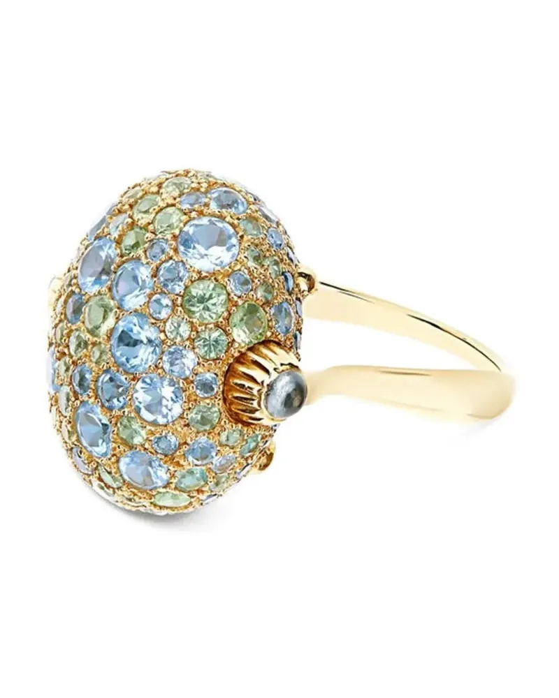 NANIS Mittelgroßer Reverse Gelbgoldring mit Schmuckstein Gold