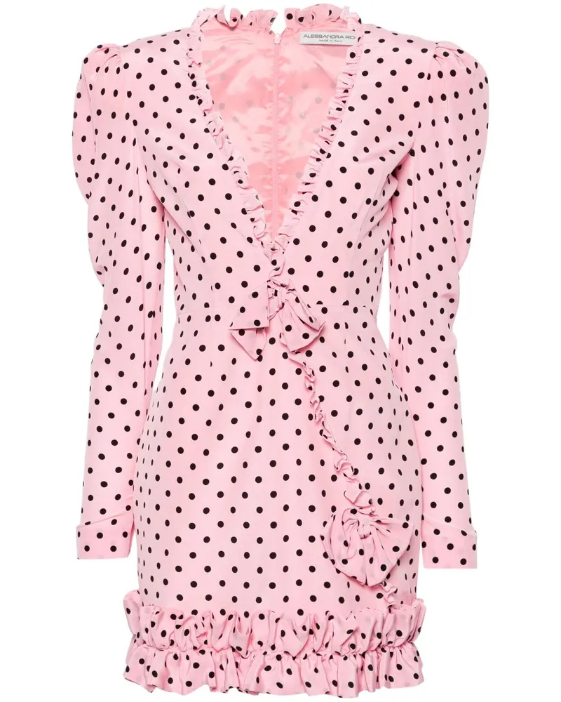 Alessandra Rich Minikleid aus Seide mit Polka Dots Rosa