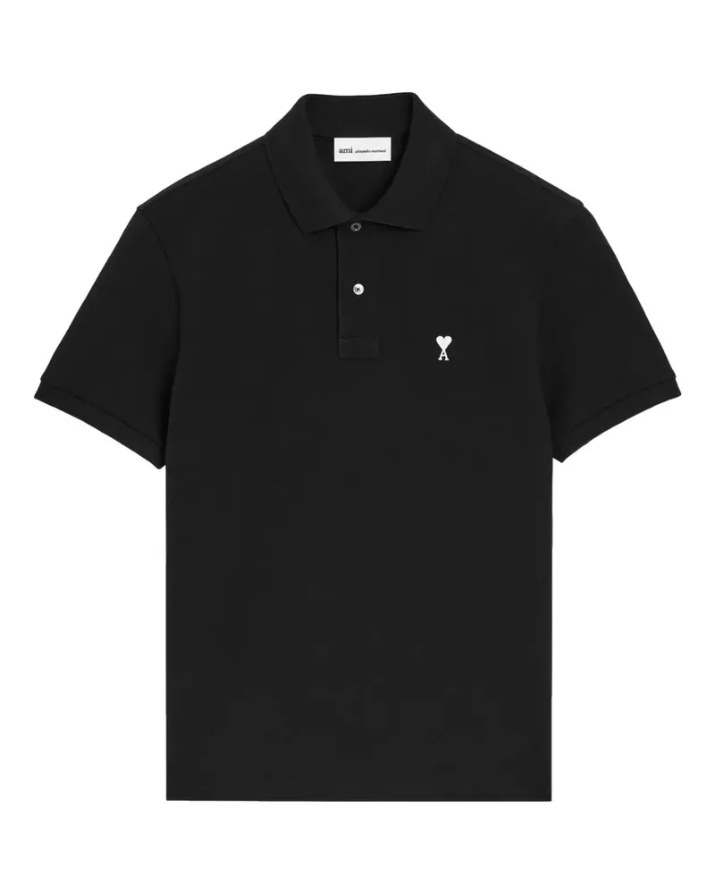 AMI Paris Ami de Coeur Poloshirt mit Logo-Stickerei - Schwarz Schwarz