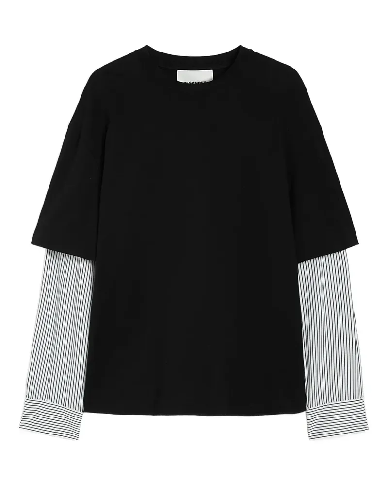 Jil Sander Gestreiftes Langarmshirt - Schwarz Schwarz