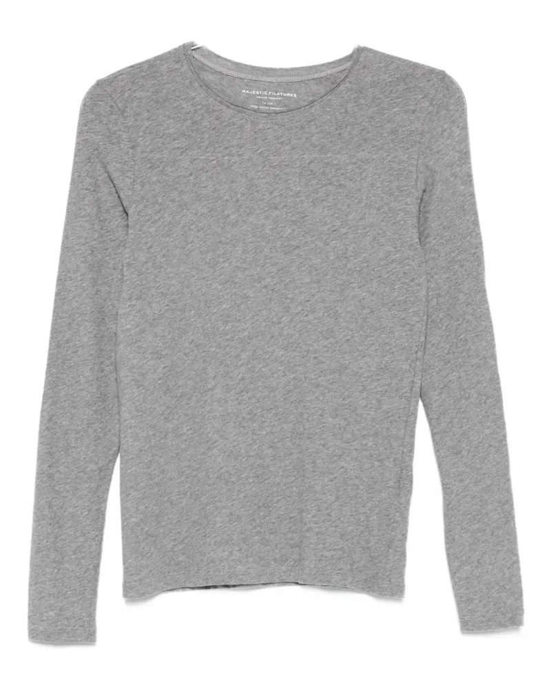 Majestic Klassisches Langarmshirt - Grau Grau