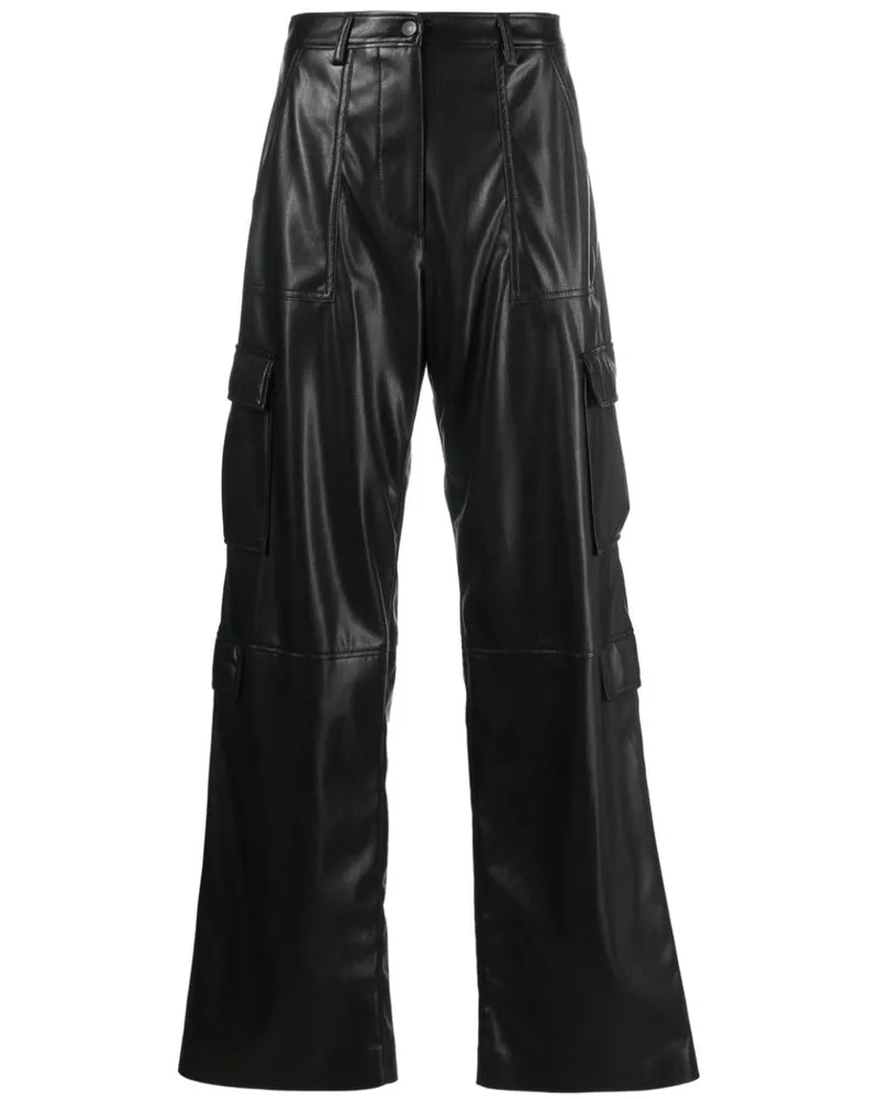 MSGM Hose in Lederoptik - Schwarz Schwarz