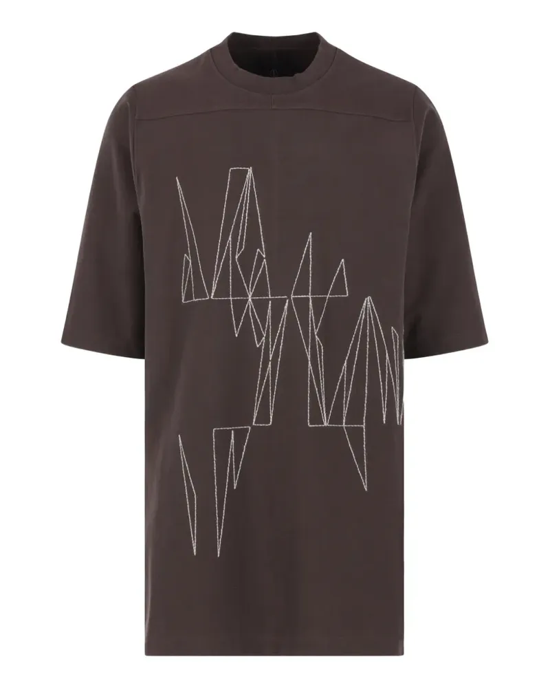 Moncler x Rick Owens T-Shirt mit Logo-Patch - Braun Braun