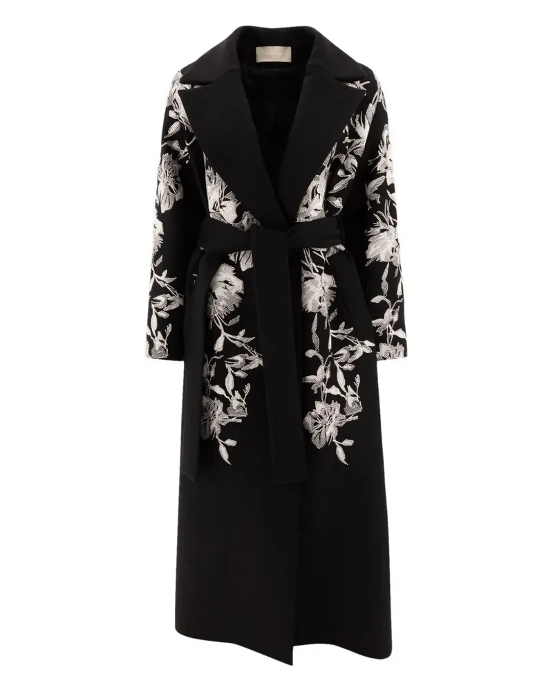 Elie Saab Mantel mit Blumen-Stickerei - Schwarz Schwarz