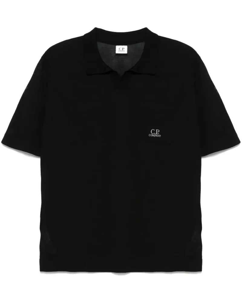 C.P. Company T-Shirt mit Logo-Stickerei - Schwarz Schwarz