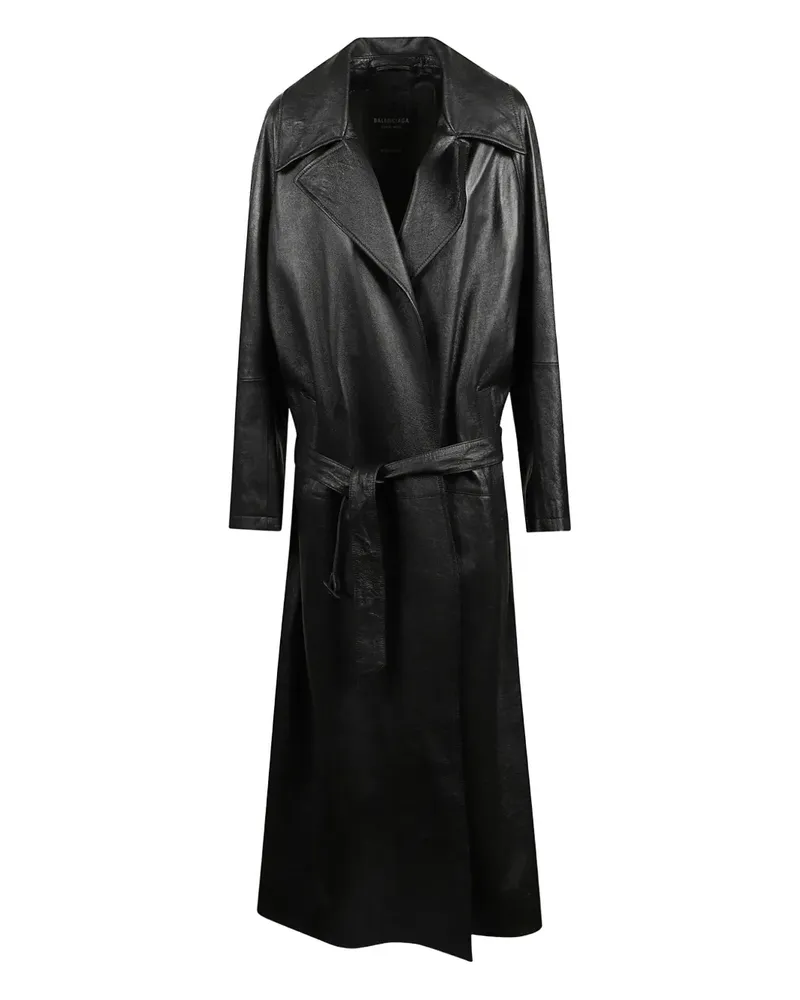 Balenciaga Lammledermantel mit Gürtel - Schwarz Schwarz