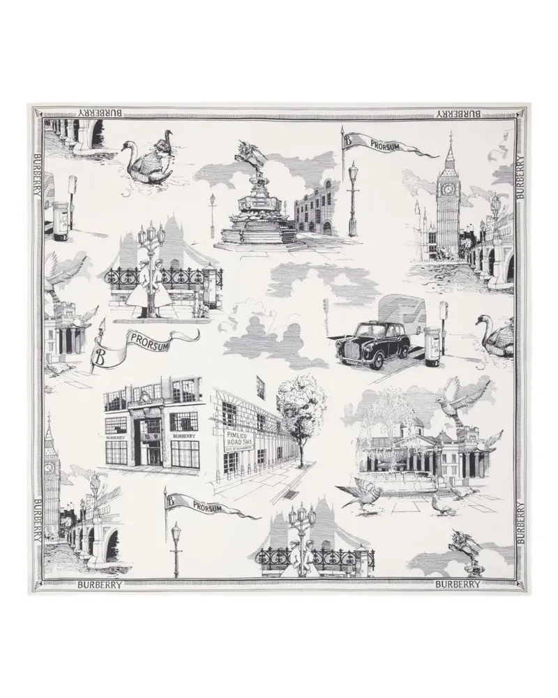 Burberry Seidenschal mit London Landmarks-Print - Weiß Weiß