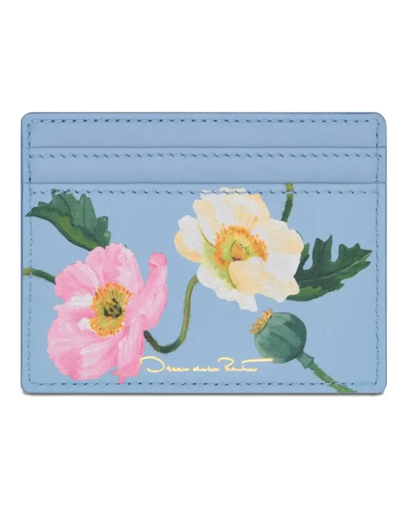 Oscar de la Renta Kartenetui mit Mohn-Print - Blau Blau
