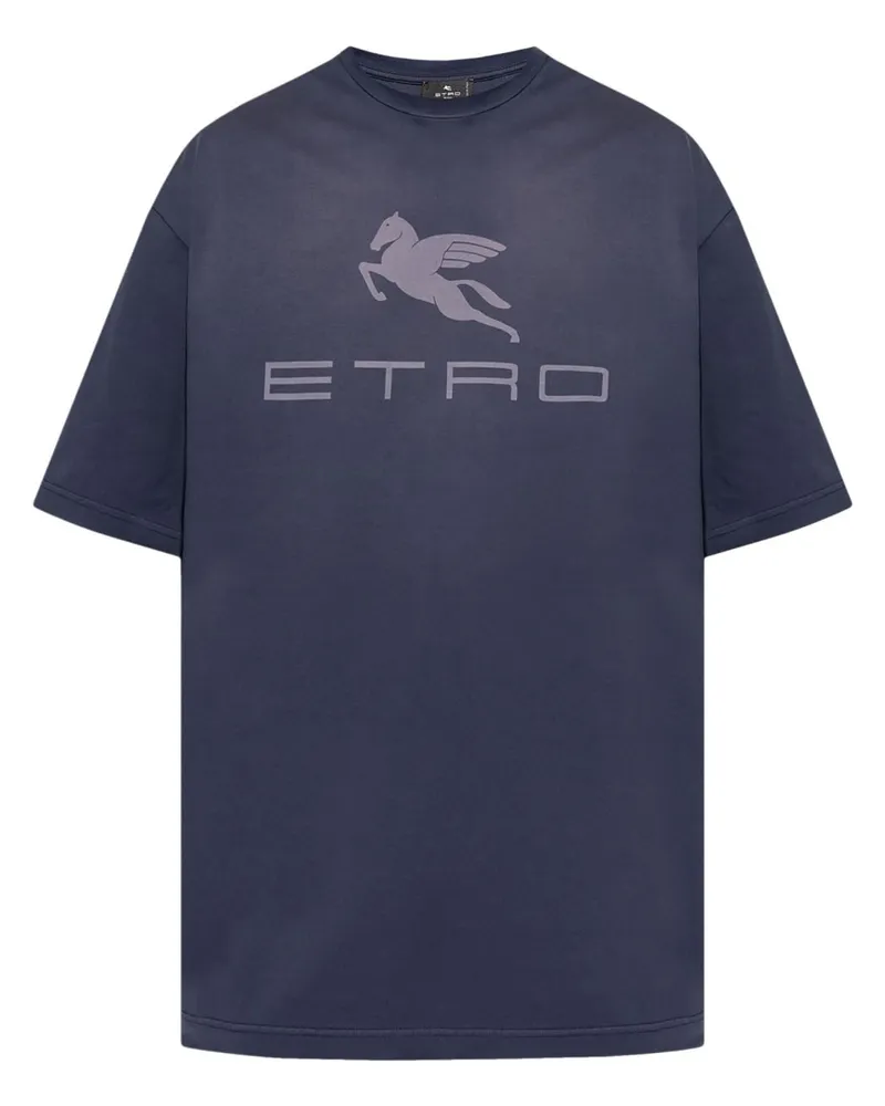 Etro T-Shirt mit Logo-Print - Blau Blau