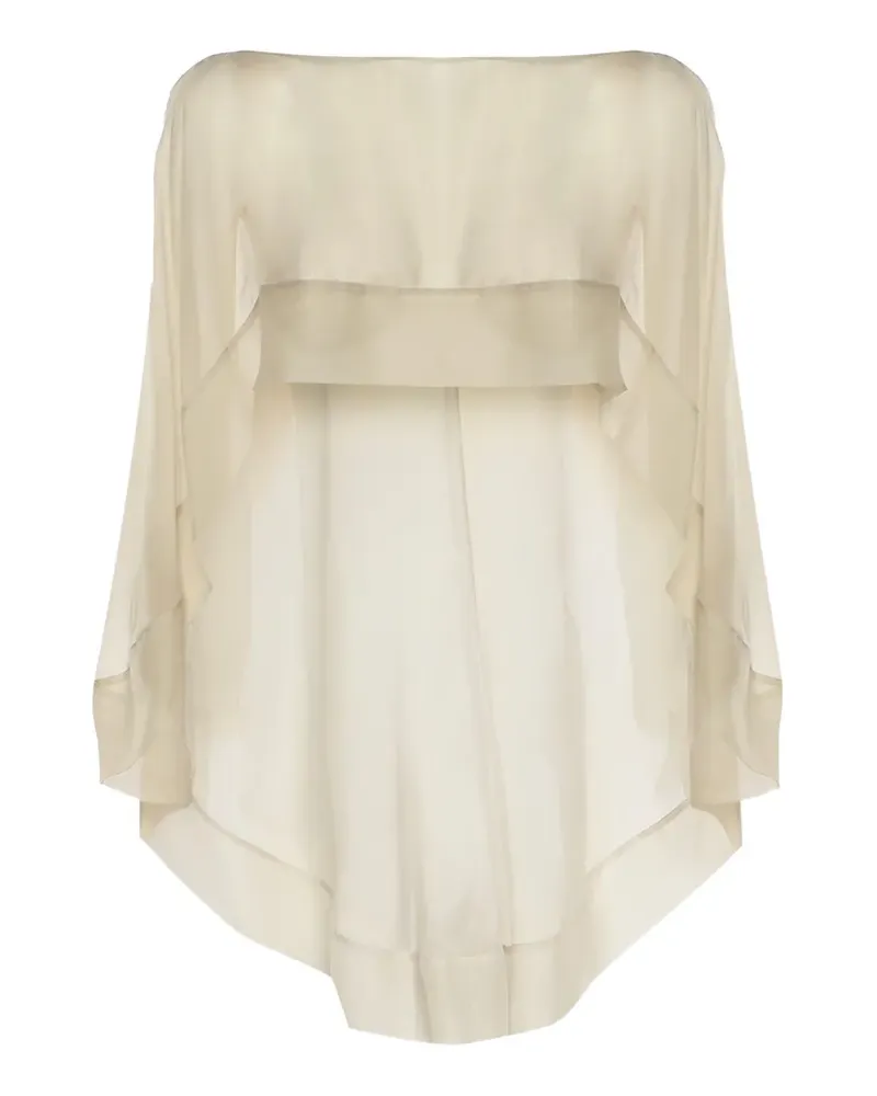 Alberta Ferretti sheer cape-style top - Nude Nude