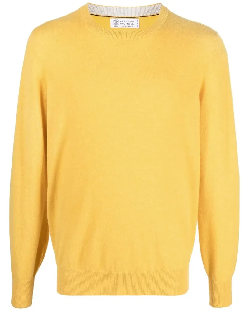 Brunello Cucinelli Kaschmirpullover mit rundem Ausschnitt - Gelb Gelb