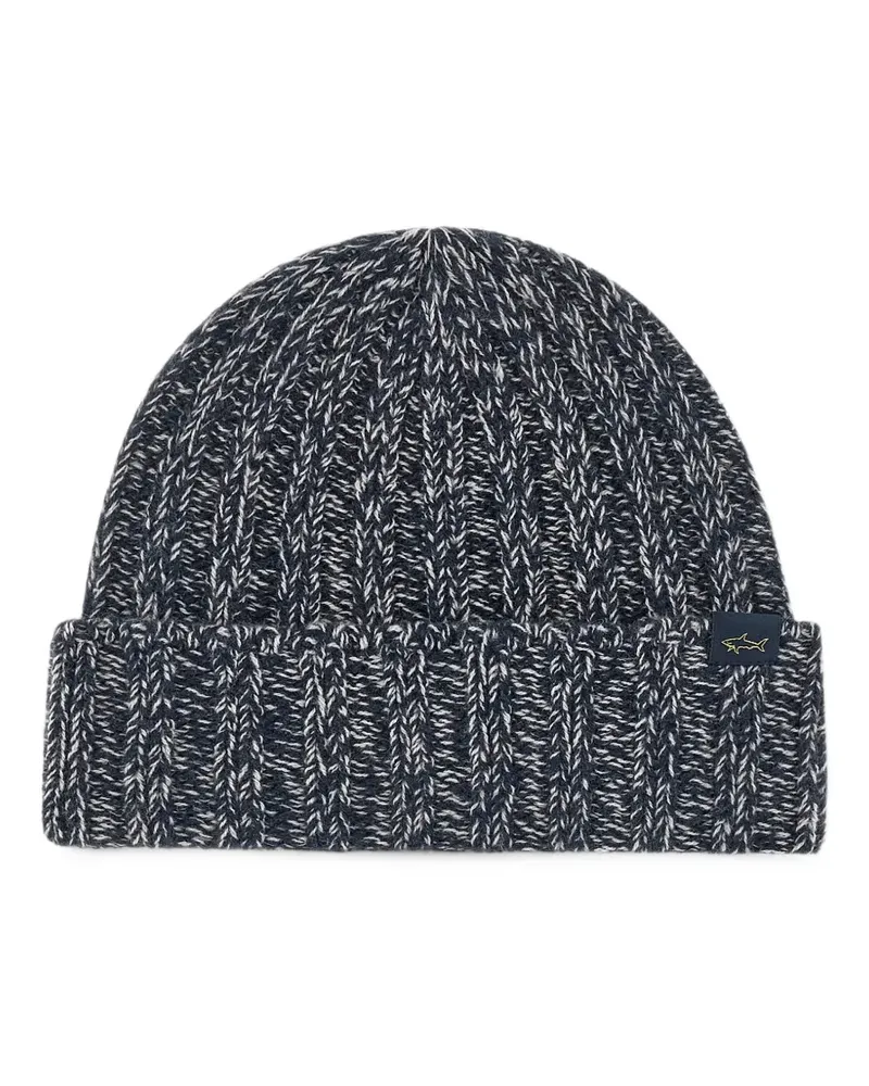 Paul & Shark marl-knit turn-up beanie hat - Blau Blau