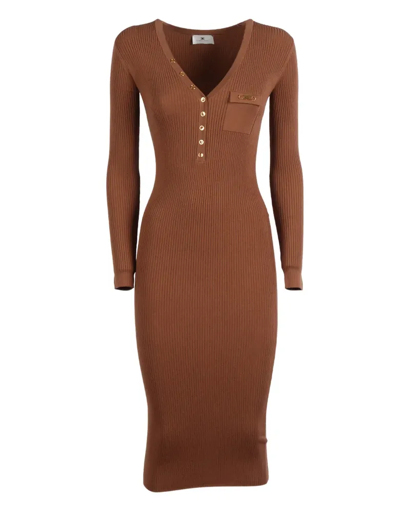 Elisabetta Franchi ribbed midi dress - Braun Braun