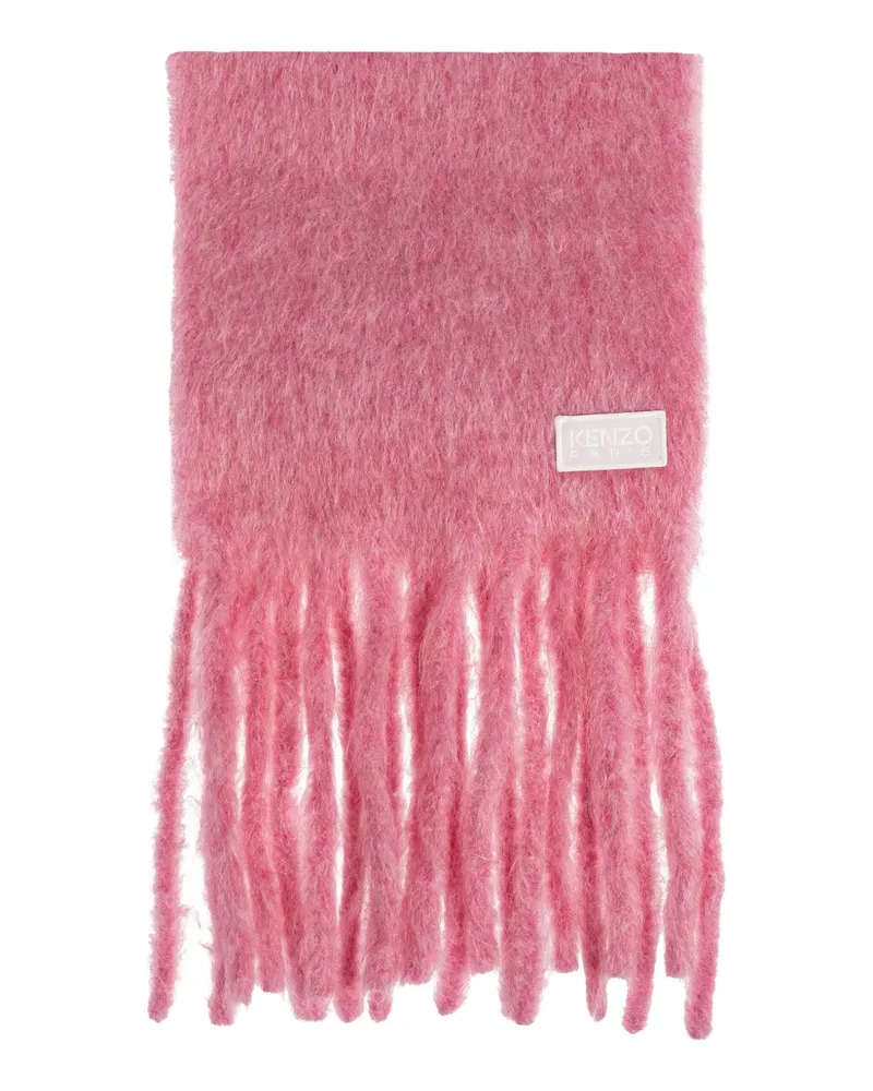 Kenzo logo-patch fringed scarf - Rosa Rosa