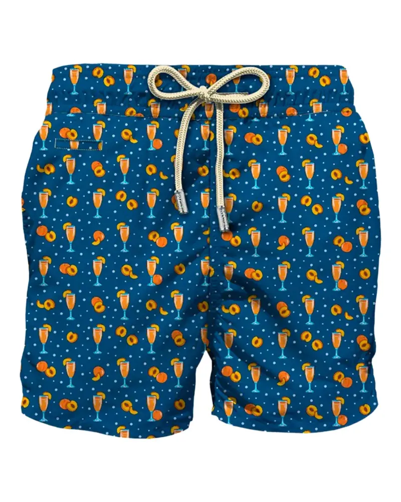 MC2 Saint Barth Badeshorts mit Pfirsich-Print - Blau Blau