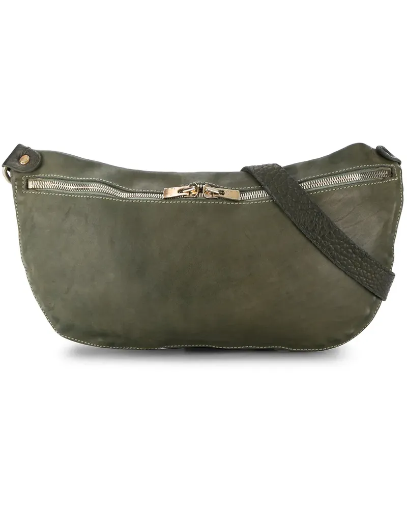 GUIDI Gürteltasche mit Kontrastnähten - Grün Grün