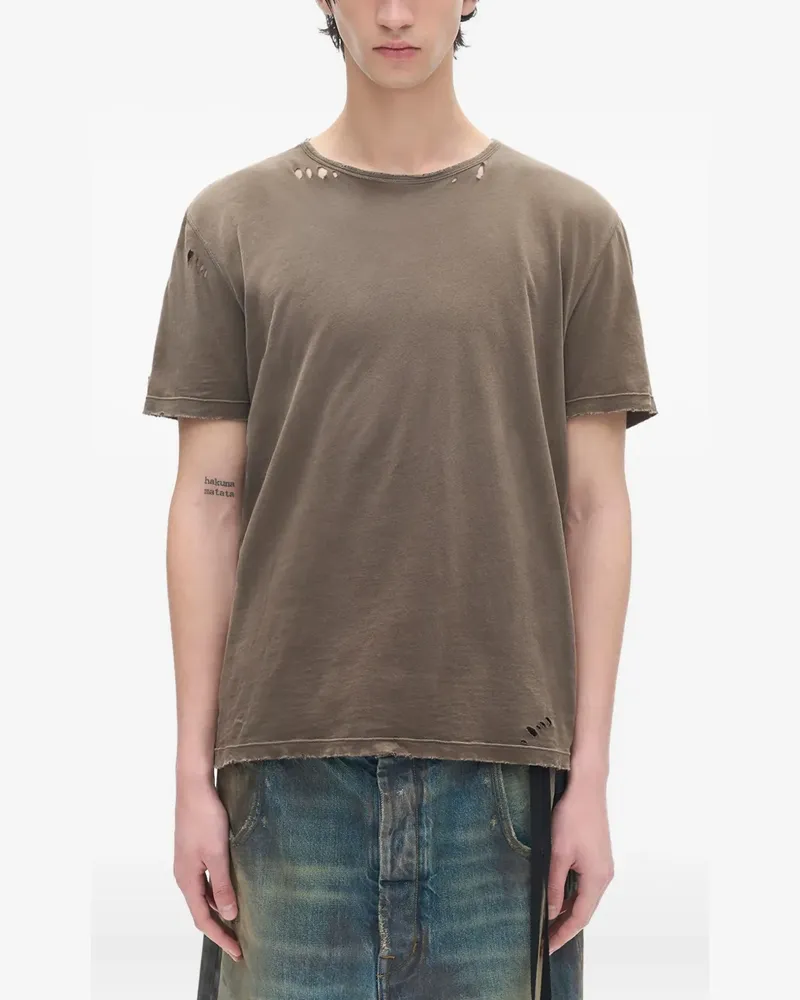 Ann Demeulemeester Baptist T-Shirt im Distressed-Look - Braun Braun