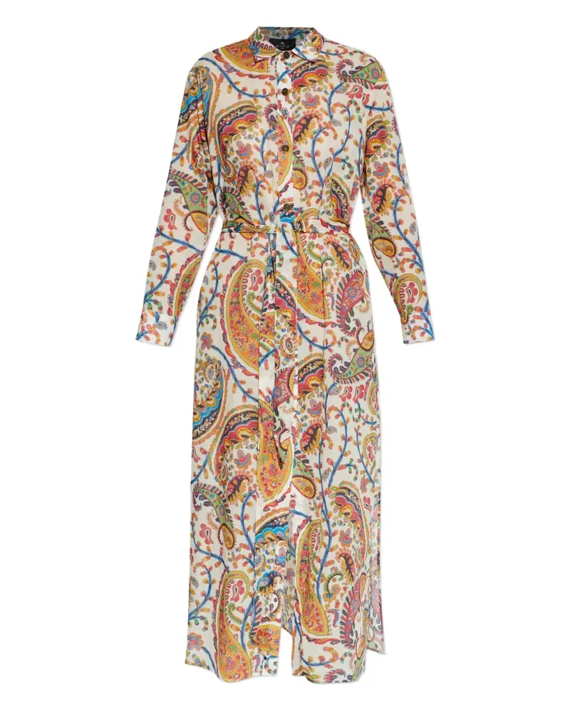 Etro paisley-pattern tie-belt midi dress - Weiß Weiß