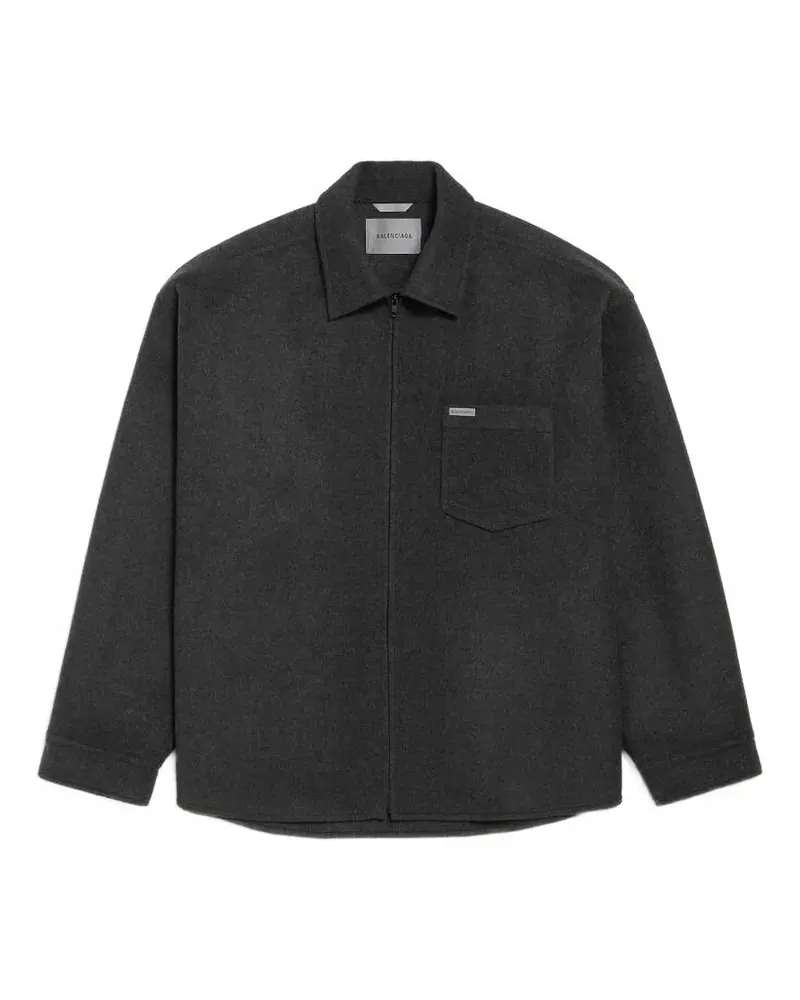 Balenciaga Hemdjacke aus gebürsteter Wolle - Grau Grau