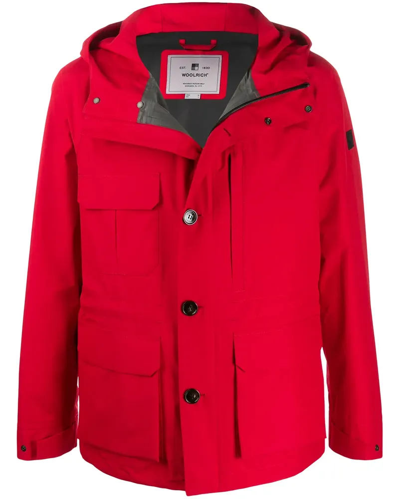 Woolrich Kapuzenjacke mit Logo-Patch - Rot Rot