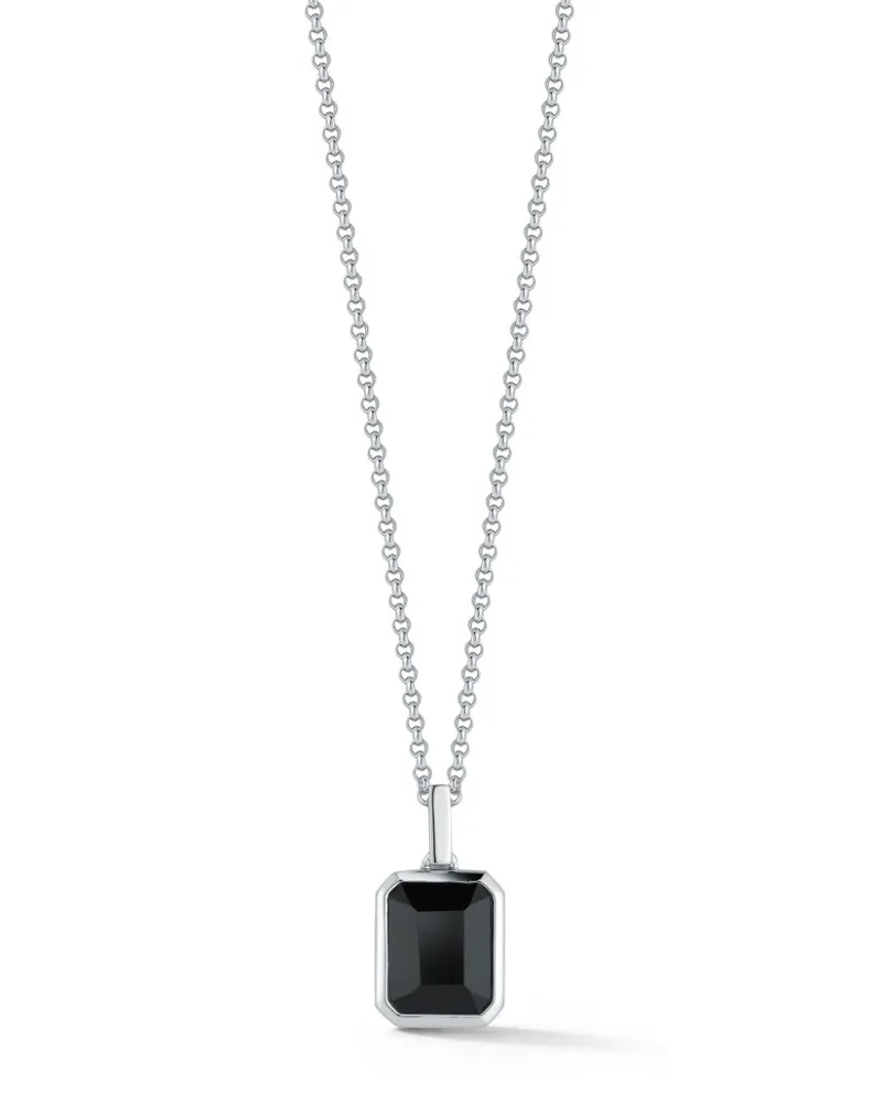 MATEO Emerald Cut Sterlingsilber-Halskette mit Onyx Silber