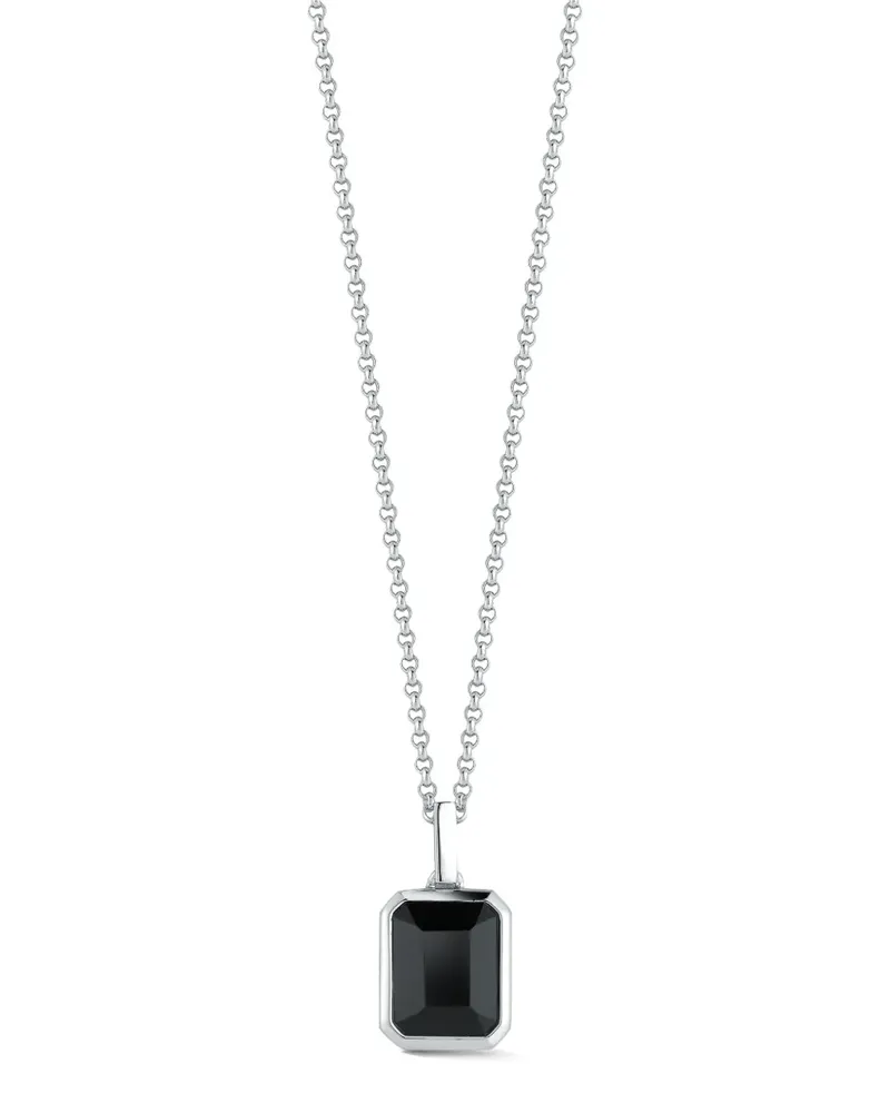 MATEO Emerald Cut Sterlingsilber-Halskette mit Onyx Silber