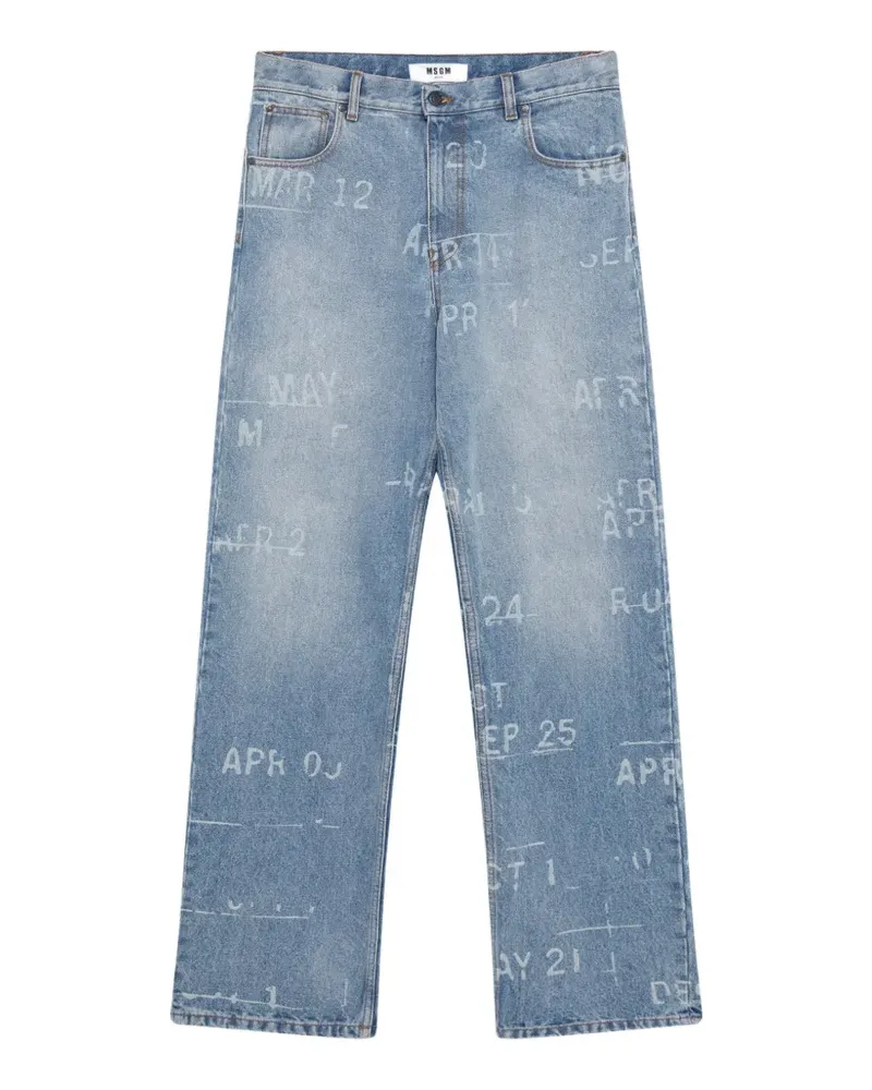 MSGM Straight-Leg-Jeans mit Print - Blau Blau