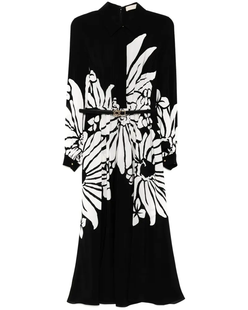 Elie Saab Seidenkleid mit Print - Schwarz Schwarz