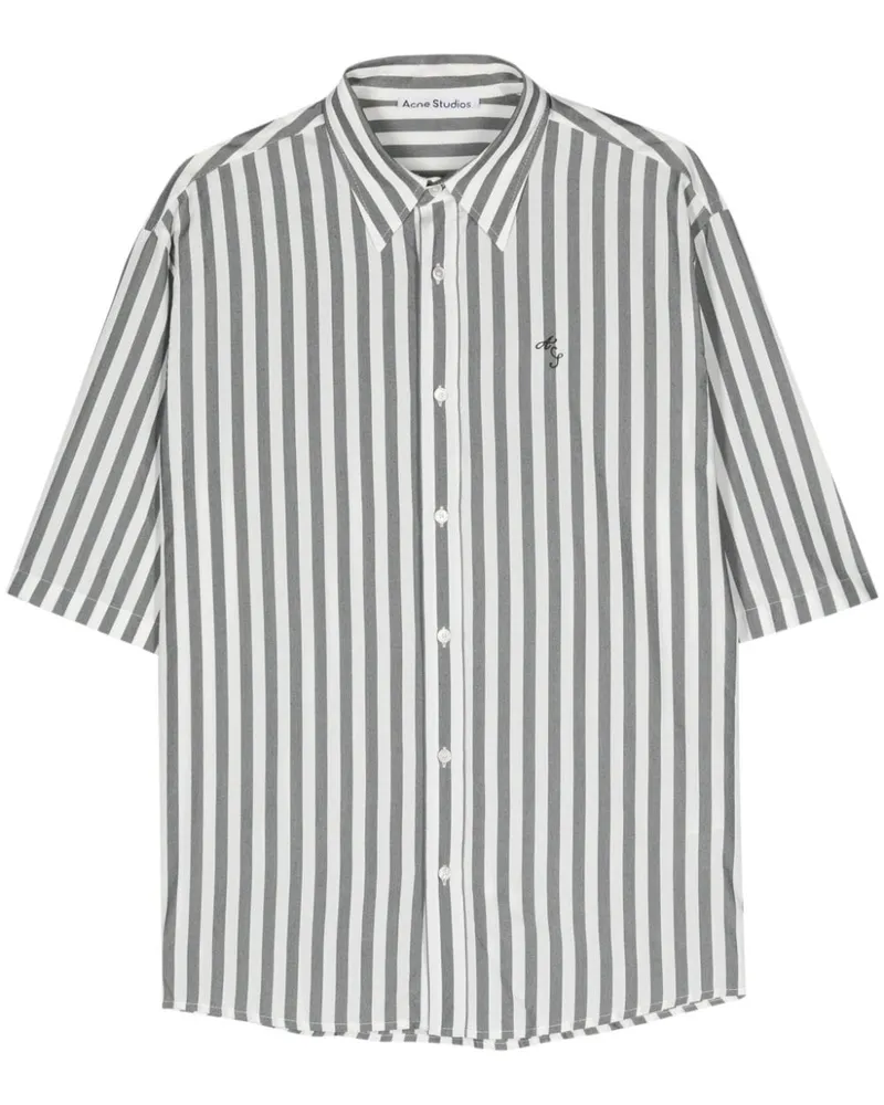 Acne Studios Gestreiftes Hemd mit Logo-Stickerei - Schwarz Schwarz