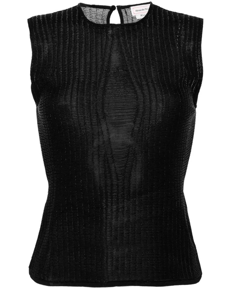 Alexander McQueen Gestricktes Tanktop mit Metallic-Garn - Schwarz Schwarz