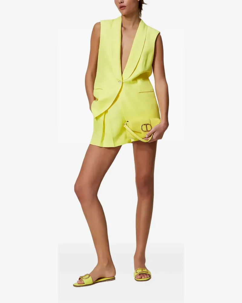 Twin-Set Leinen-Shorts mit Falten - Gelb Gelb