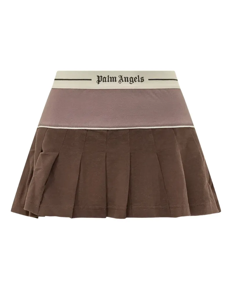 Palm Angels logo pleated mini skirt - Braun Braun