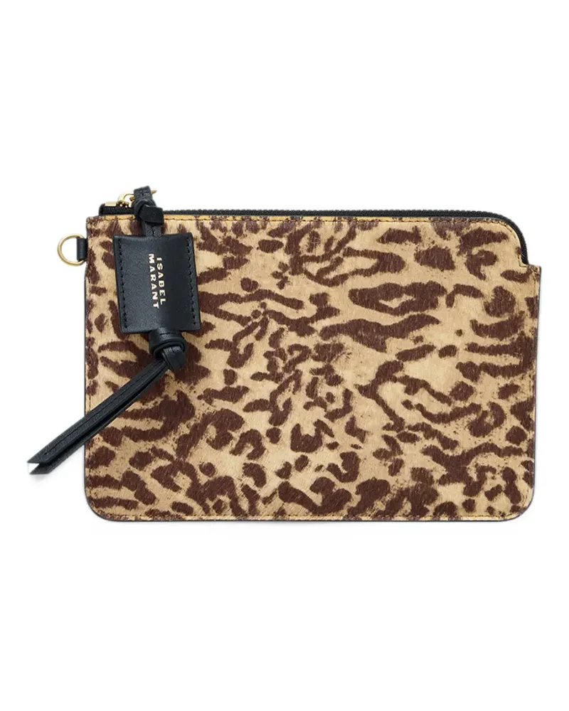 Isabel Marant Oskan Pony leather zip pouch - Nude Nude