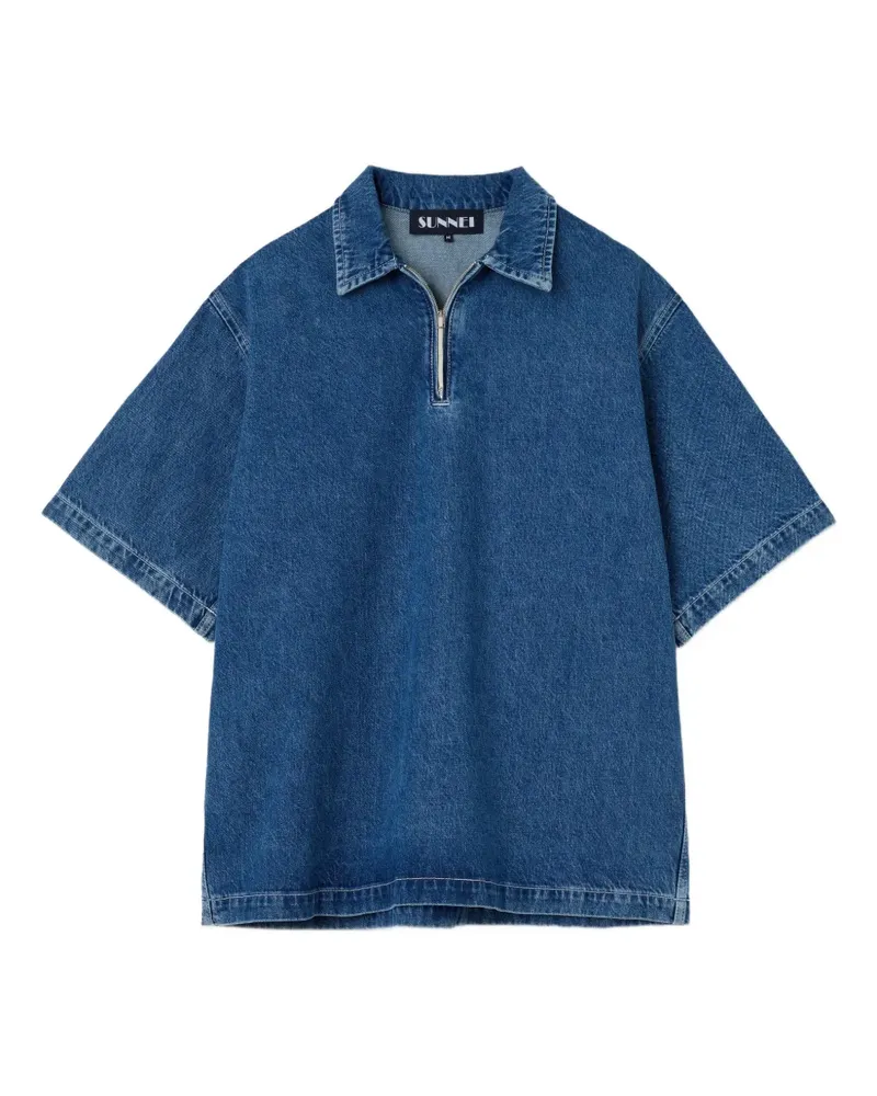 SUNNEI Jeans-Poloshirt mit kurzem Reißverschluss - Blau Blau
