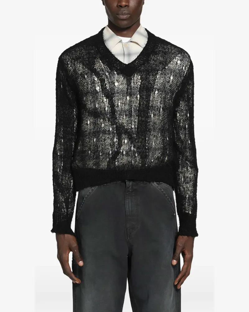 Our Legacy Slow V-neck open-knit sweater - Schwarz Schwarz