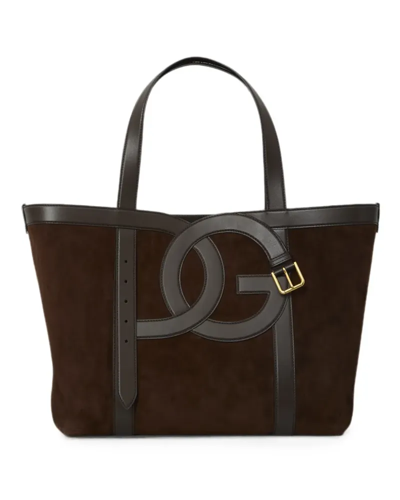 Dolce & Gabbana DG Tote Bag aus Wildleder mit Schnalle - Braun Braun