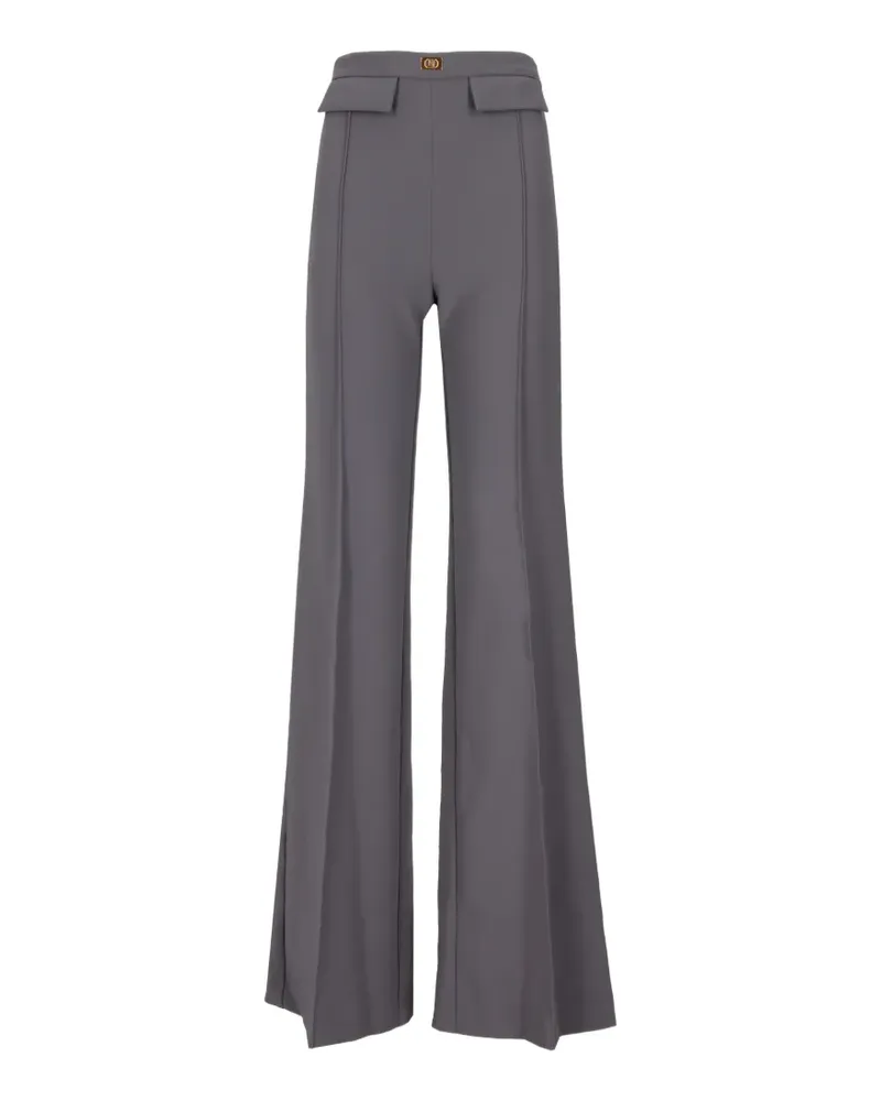 Elisabetta Franchi logo-plaque flared trousers - Grau Grau
