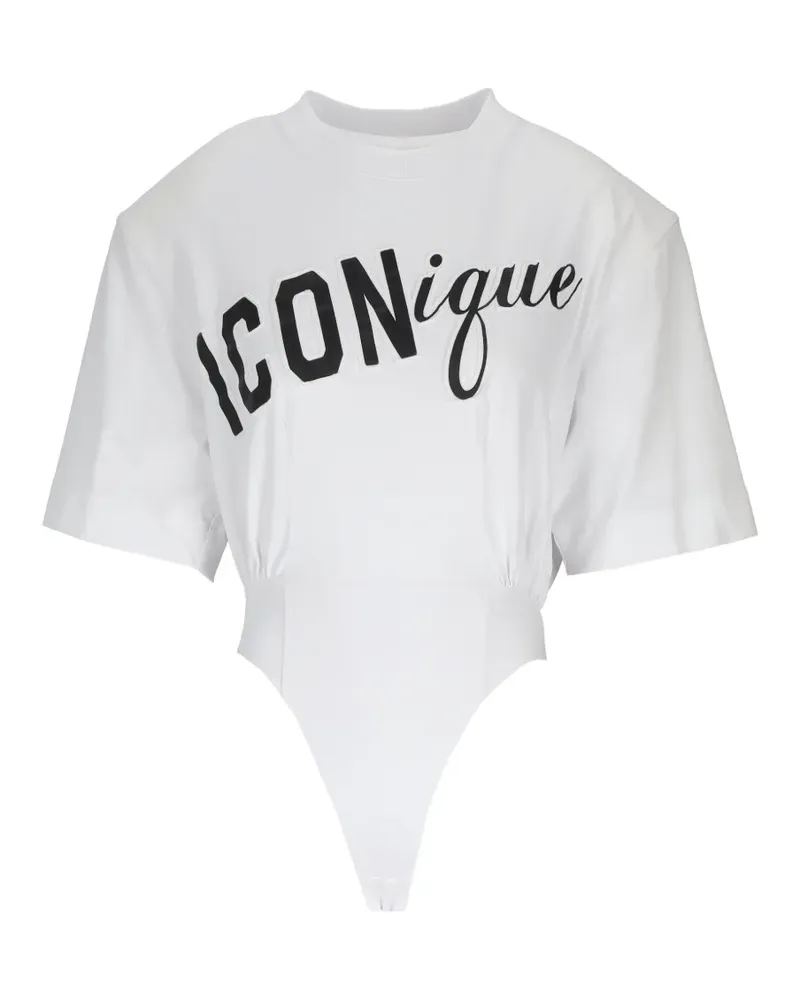Dsquared2 slogan-print pleated bodysuit - Weiß Weiß