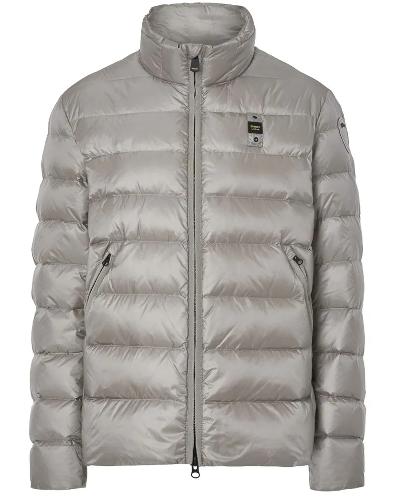 Blauer Gefütterte Jacke mit Logo-Patch - Grau Grau