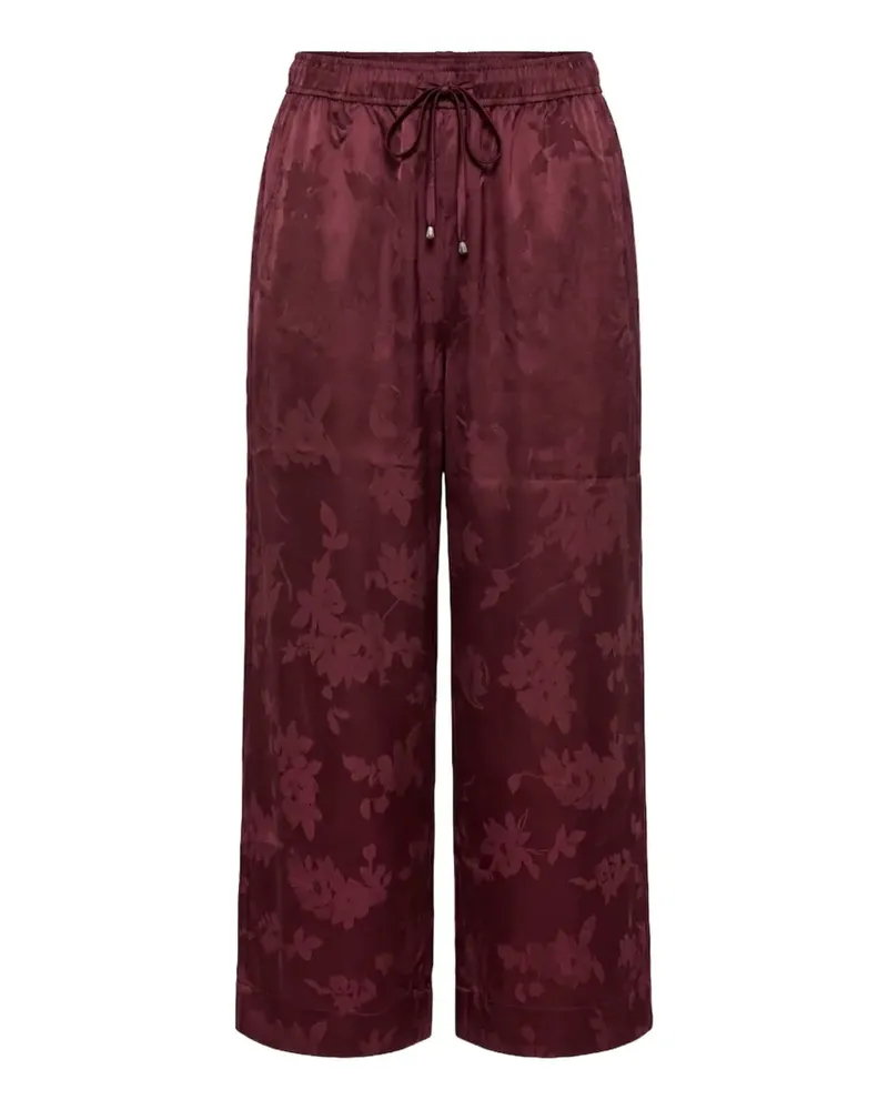 Ganni floral-jacquard drawstring trousers - Rot Rot