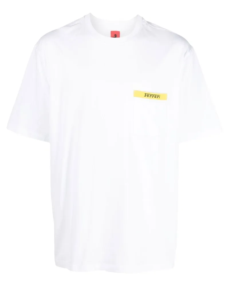 Ferrari T-Shirt mit Logo-Print Weiß