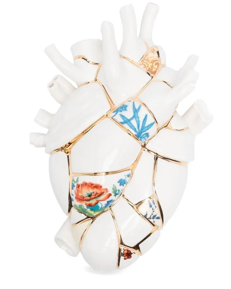 Seletti x Marcantonio Raimondi Malerba Love In Bloom Kintsugi Porzellanherz Weiß