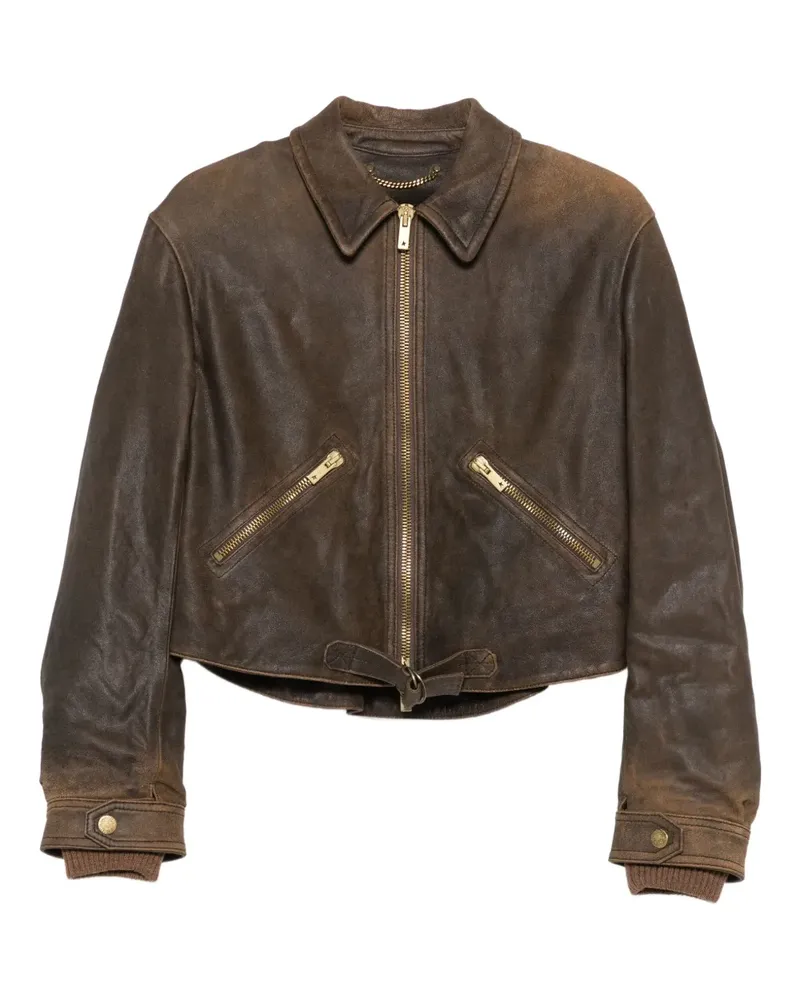 Golden Goose zip-up leather jacket - Braun Braun