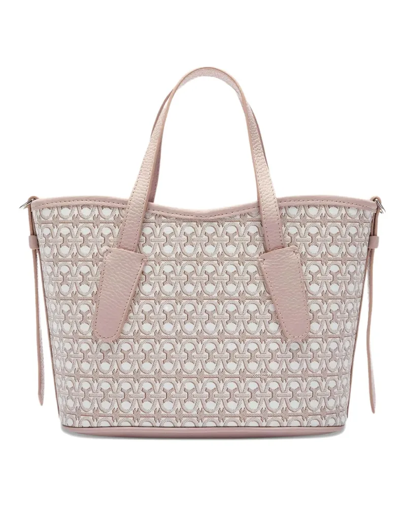 Coccinelle Schultertasche mit Monogrammmuster - Nude Nude