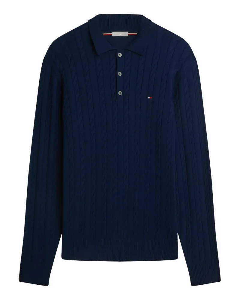 Tommy Hilfiger cable-knit polo-collar sweater - Blau Blau
