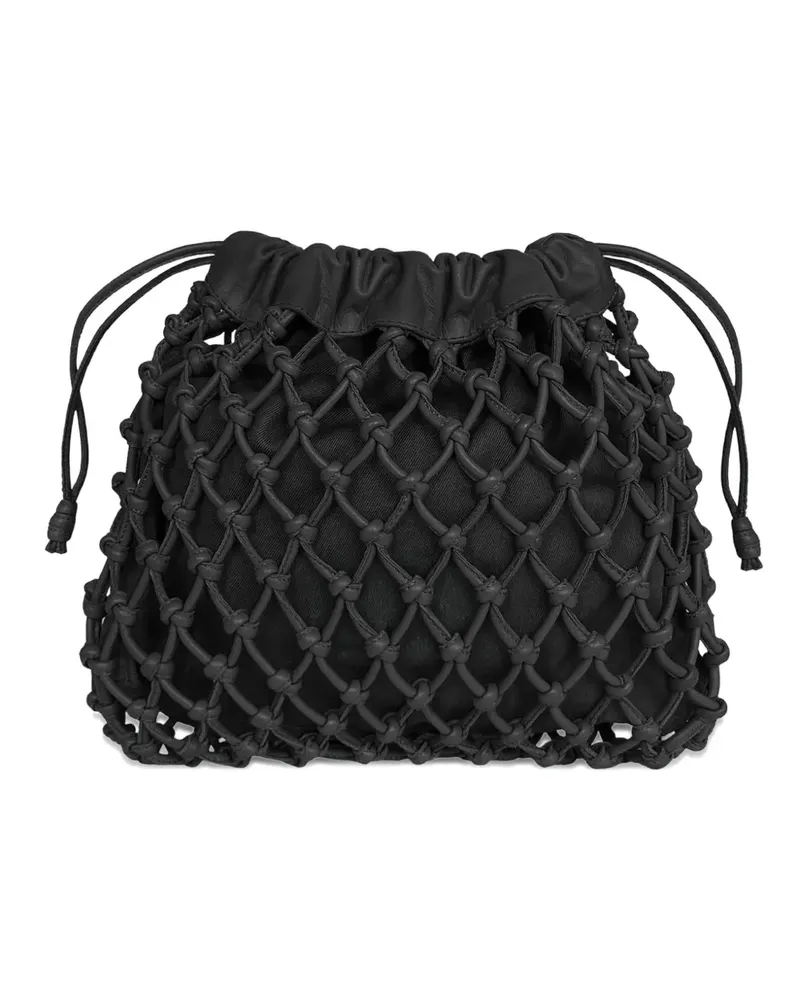 FRANKIE Shop small Morgan mesh-overlay pouch bag - Schwarz Schwarz