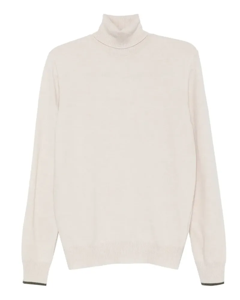 Alpha Studio Rollkragenpullover mit geripptem Saum - Nude Nude