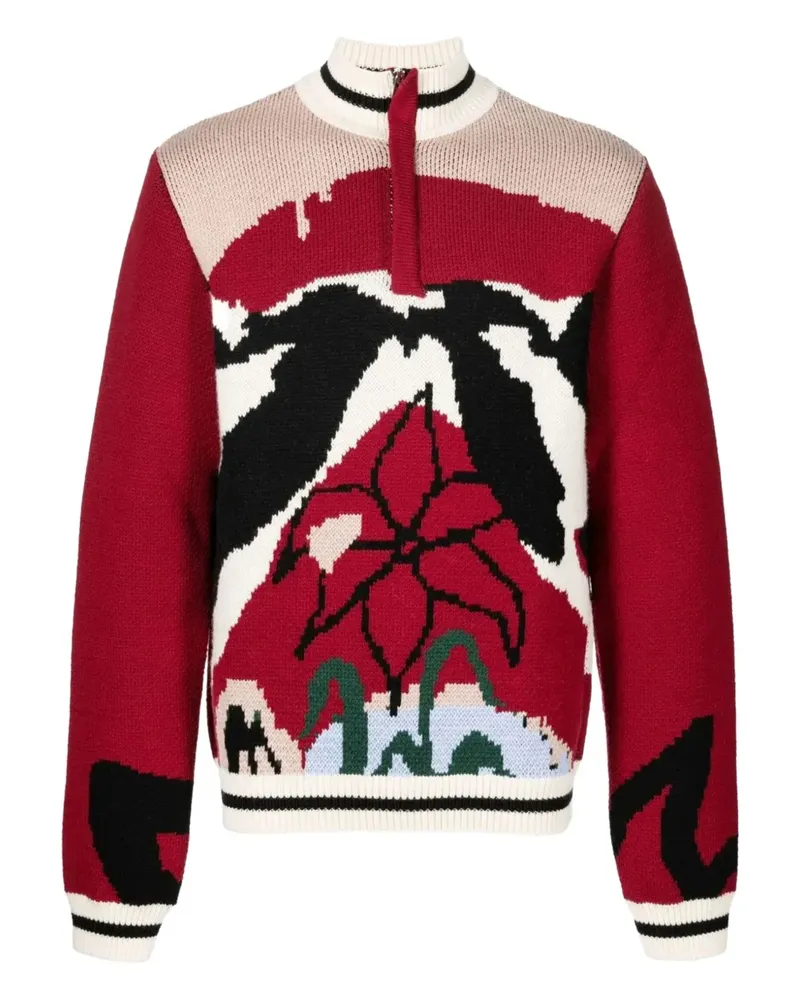 Bethany Williams Half-Zip-Pullover mit abstraktem Blumenmuster - Rot Rot