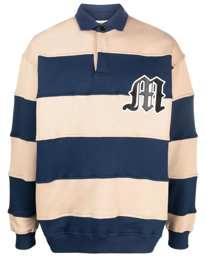 MSGM Gestreiftes Poloshirt mit Logo - Nude Nude